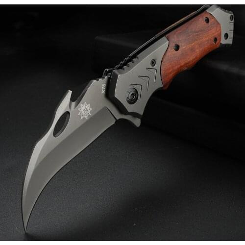 Folding Knife Curved Blade Pocket Compact Portable Knife Black Field Survival Outdoor Knife Blade Knives
