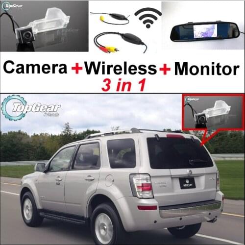 3 in1 Special Rear View Camera + Wireless Receiver + Mirror Monitor EASY DIY Backup Parking System For Mercury Mariner 2007~2012
