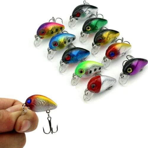 Topwater Crankbait Fishing Lure Mini Fat Minnow 10Pcs Small hard wobblers 3cm 1.5g