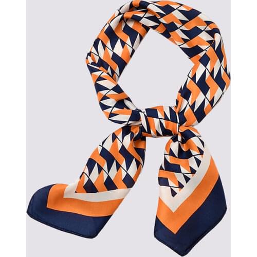 Bright Cube Square Bandana Women Soft Silk Foulard Neckwear Female Elegant Scarf HOT 2021