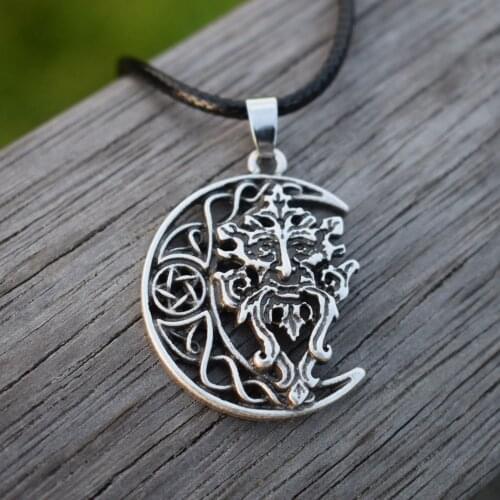 Green Man Pendant Greenman necklace Forest God Witchcraft Pagan Jewelry Tree Spirit Celtic nature Oak King SanLan