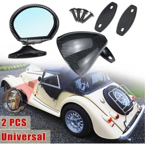 1Pair Universal ABS Carbon Fiber Look Universal Car Retro Door Wing Side Mirror Rearview Vintage Left Right