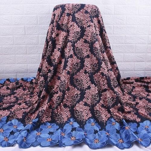 Zhenguiru Blue New Swiss 100% cotton voile fabric embroidery African lace fabric high quality Nigerian fabric for wedding A1945