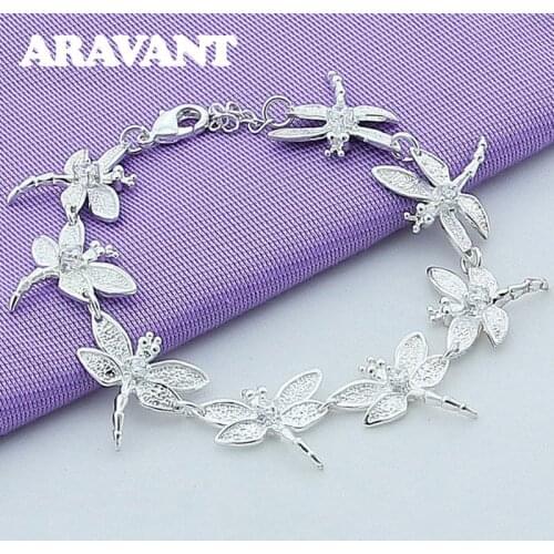 New Arrival Dragonfly Chains 925 Bracelets For Women Fashion Party Silver Plated Jewelry