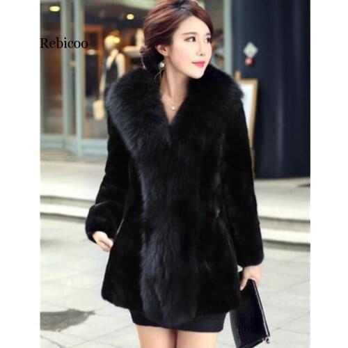 Plus size 5XL women fashion fur coat winter For women faux fox fur collar long jacket with sections for a rest mink coats