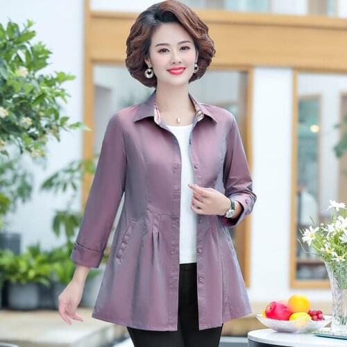 Spring Autumn Women Shirts Temperament Mid-Length Blouses Polo-Neck Shirring Pocket Casual Loose Ladies Blusas Tops MM1089