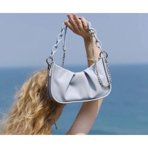 Soft PU Leather Women Underarm Bag Ladies Pleated Baguette Handbags Fashion Design Girls Small Shoulder Bags Crossbody Bag