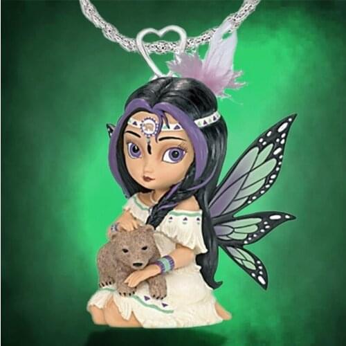 Fashion Jewelry Angel Choker Aesthetic Women Pendant Bear and Butterfly Fairy Halloween Jewelry Fashion Jewelry Fairy Pendant