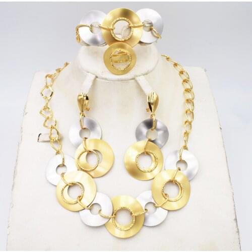 High Quality Big flower Dubai Italy 750 Gold color Jewelry BIG Set For Women african beads jeweLry fashion set earring jewelry H