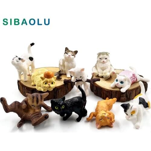 1pc Playing Cat Figurine Miniature Lifelike Kitten Animal Decoration mini fairy garden Cartoon statue craft Home Car Decorative