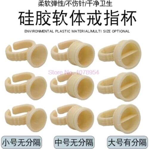 100bags Silicone Disposable Caps Microblading Yellow Ring Tattoo Ink Cup For Tattoo Needle Supplies Accessories Makeup Tattoo
