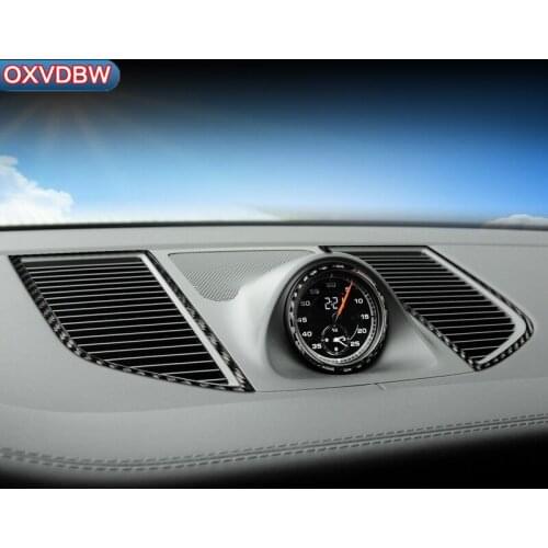 2PCS carbon fiber Refit Car interior Stickers Dashboard Central Air Outlet Frame Trim cover For porsche macan accessories