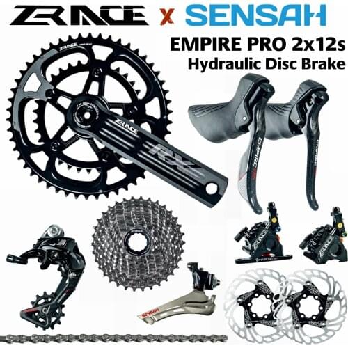 SENSAH EMPIRE PRO 2x12 Speed Road Groupset, R/L Shifter + R/F Derailleurs + ZRACE RX Crank / Disc Brake , carbon fiber 24s