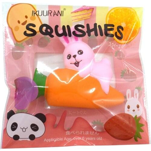 20PCS/Lot 14CM Jumbo Cartoon Carrot Rabbit Squishy Slow Rising Soft Bunny Dolls Scented Bread Cake Kid Toys Hotsale