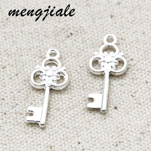 20pcs Metal Alloy Bright Silver Keys Charms Pendant For Jewelry Making DIY Handmade Craft
