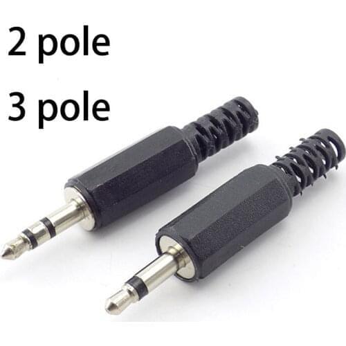 5pcs 3.5mm 2 Pole Mono 3 Pole Dual Channel Stereo Audio Connectors Jack Plug Headphone Adapter 3.5 Male Plug Wire Terminals