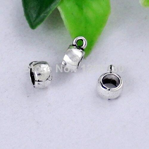 80pcs/lot Zinc Alloy Silver Tone Charm Pendant Bails Cord end For Necklace DIY Jewelry Making Accessories 9x4mm Hole:4mm K01919