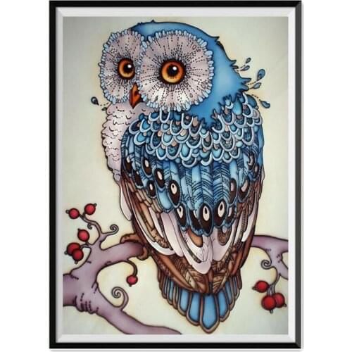 5D DIY full round diamond shape cross stitch owl embroidery animal diamond water diamond painter living decoration wall decorati