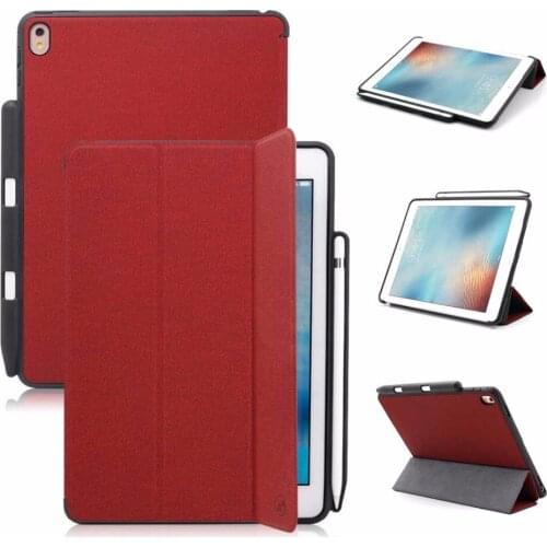 WOWCASE Tablet Case for iPad Pro 9.7 with Pencil Holder Slot Twill Leather Silicon Edge Smart Back Cover For iPad Pro 9.7" Shell