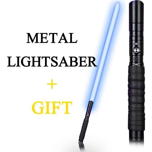Black Metal Handle Lightsaber Blue Light Saber Heavy Dueling Sound FX FOC Lock Up Laser Sword Blaster Cosplay Kids Toys