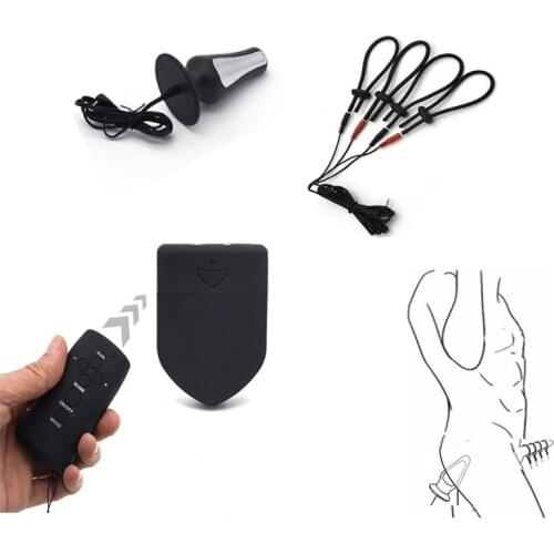 Remote Control Electric Shock Penis Ring Anal Pulg,Electro Shock Cock Rings Anal Masturbator Butt Plug Sex Toys For Couples