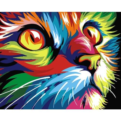 DIY digital Painting By Numbers Kits Colorful Cats Paint By Numbers animals Hand Oil Painting Unique Gift For Children adults