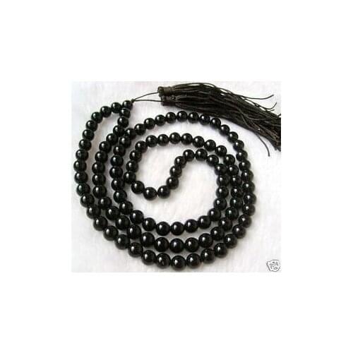 Long 108 Black jades 8 MM Bead Buddhist Prayer Necklace color Fashion Free shipping