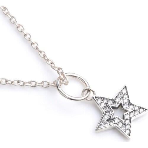 DoDoFly S925 Sterling Silver New Hollow Star Pendant Jewelry Fit Original Charms Bracelet