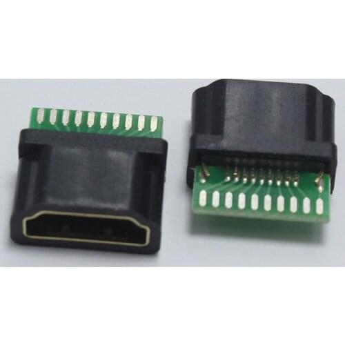 EClyxun 1pcs Gold Plating HDMI Type A Standard Female Jack with PCB board 19P HDMI Socket With Plastic Shell (1.4)