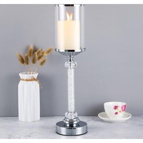 Europe Style Metal Crystal Diamond Candlestick Candle Holder Coffee Dining Table Wedding Christmas Halloween with Cover