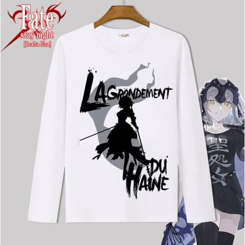Fate Grand Order Cosplay T Shirt Saber Joan of Arc Spring Autumn Long Sleeve Anime T-shirt Cartoon Top Tee tshirt Casual Costume