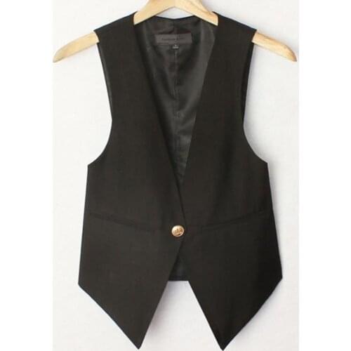 Short waistcoat women autumn fashionable one-button slim solid color v-neck vest plus size