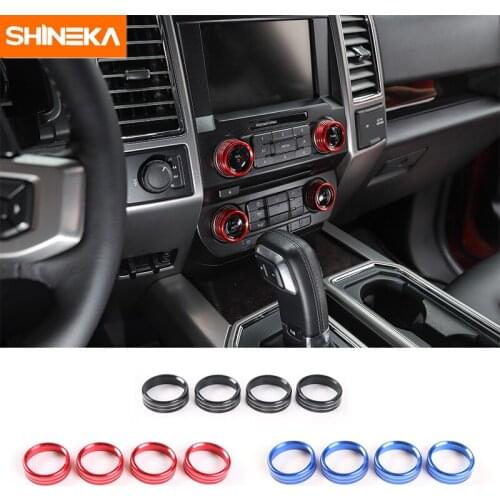 SHINEKA Auto Air Conditioner & Audio Switch Cover Decorative Ring Knob Trim for Ford F150 PLATINUM 2016 2017