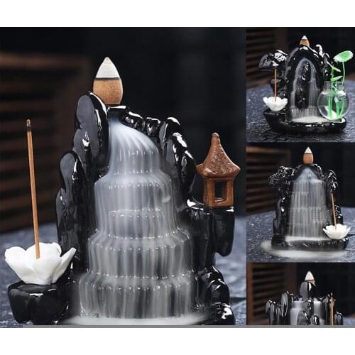 1Pc Backflow Incense Burner Waterfall Ceramic Smoke Censer Handicraft Home Decor курильница