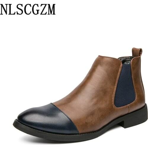 Office 2021 Chelsea Boots Men Ankle Boots for Men Male Leather Casual Shoes Black Boots Luxury Shoes Los Zapatos De Los Hombres