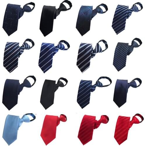 Men Business Striped Wide Zipper Necktie Wedding Party High Quality Pre-tied Tie BWTHZ0313