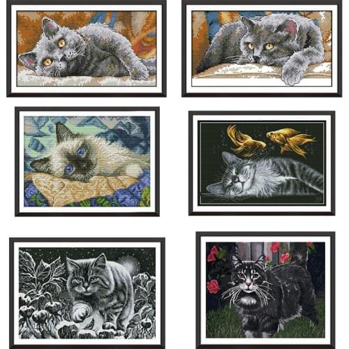 Joy Sunday counting cross-stitch cat black cat series DIY handmade needlework cross-stitch set embroidery needle embroidery kit