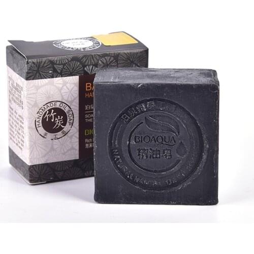 Natural Organic Herbal Essential Black Bamboo Oil Soap Whitening Handmade Soap Skin Remove Acne Deep Cleansing Face Hair Care