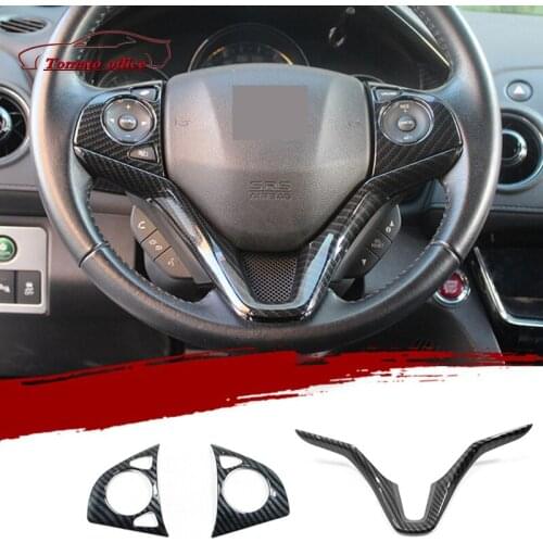 New Sport Chrome Carbon Fiber Style Steering Wheel Trim for Honda City 2015 2016 2017 Car Accessories