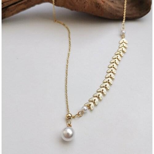 Natural Fresh Water Imation RND Pearl Choker Necklace W/14K Gold Real Brass Chain for Women Lady Party Wedding Jewellery 2021