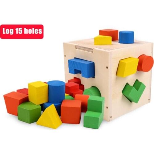 2020 New Kids Wooden Puzzles Toy Colorful Geometric Construction Blocks Early Educational Toys