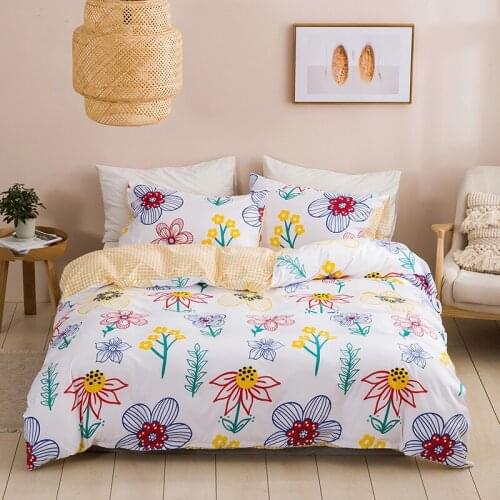 Quilt Cover Pillowcase Sun Flower Norwegian Forest Plant Three Piece Set Boho Quilt Bedding Bag Sets Bedding