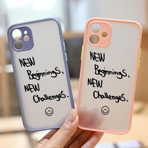 Simple Letter Print Shockproof Phone Case For iPhone 12 Pro MAX 11 XS X XR SE20 7 8 6Plus Fashion Clear Hard Matte Cover Fundas