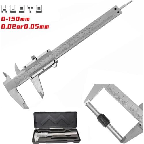 0-150mm 6" 0.02mm/0.05mm High Carbon Steel Vernier Caliper Thick body Laser Scale Forging Measuring Tool Building Hand Tools