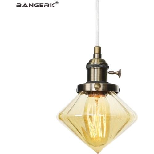 Modern Adjust Pendant Lamp Loft Decor Glass Lights Edison LED Hanging Light Iron Switch Bedroom Dining Room Indoor Lighting