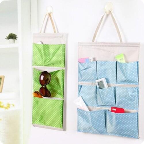 Fashion Polka Dot Oxford Fabric Door After Storage Bag Multi-layer Hanging Storage Pockets