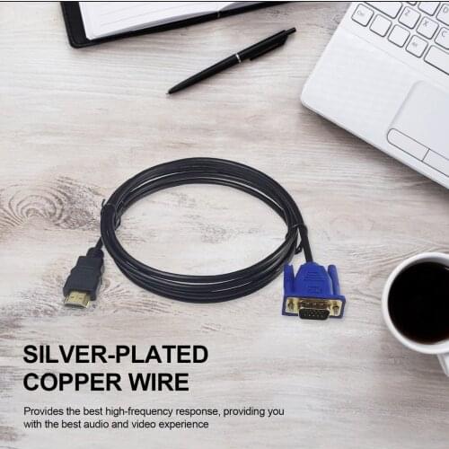 In Stock 1/1.8/3/5M HDMI-compatible Cable HDMI-compatible To VGA HD With Audio Adapter Cable HDMI TO VGA Cable dropshipping