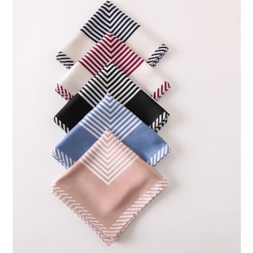 Yishine 5Colors New Fashion Stripes Prints Women Shawl Satin Small Squares Head Bag Decorative Scarves