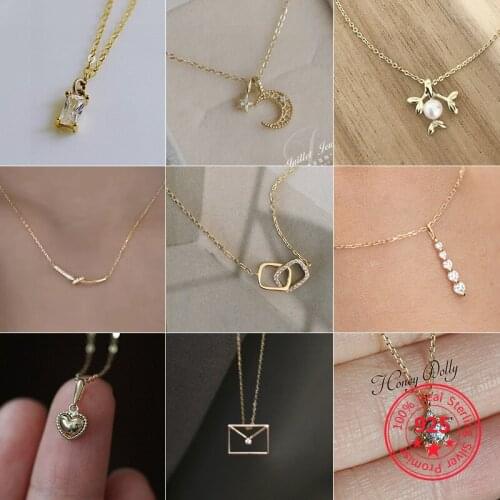 925 Sterling Silver Simple Diamond Envelope Pendant 14k Gold Necklace Women Fashion Wedding Jewelry Accessories Girlfriend Gift