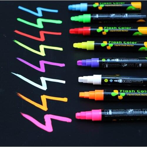 1 PC Liquid Chalk Marker Pens Erasable Multi Colored Highlighters LED Writing Board Glass Window Art 8 Colours Marker Pens